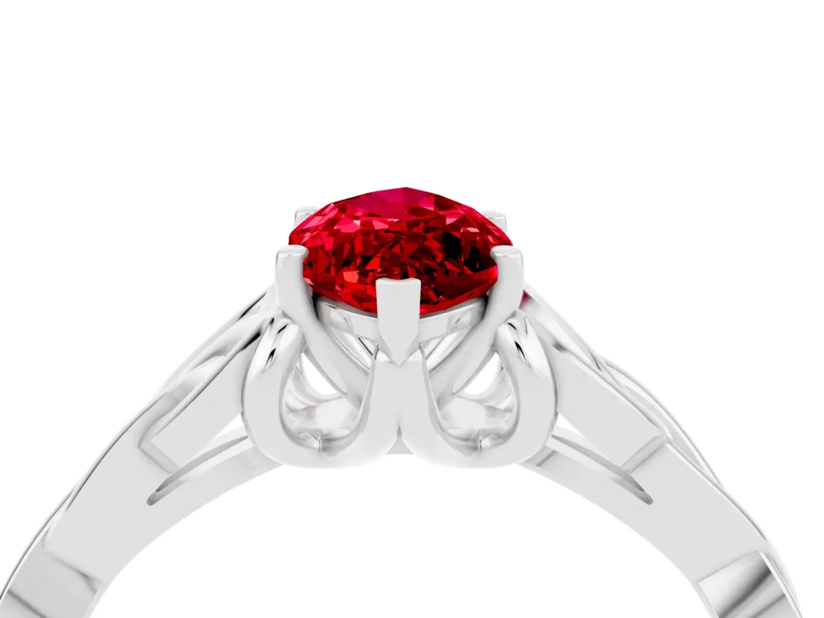 Marquise Cut Ruby Solitaire Celtic Knot Ring with Four-Prong Setting White gold