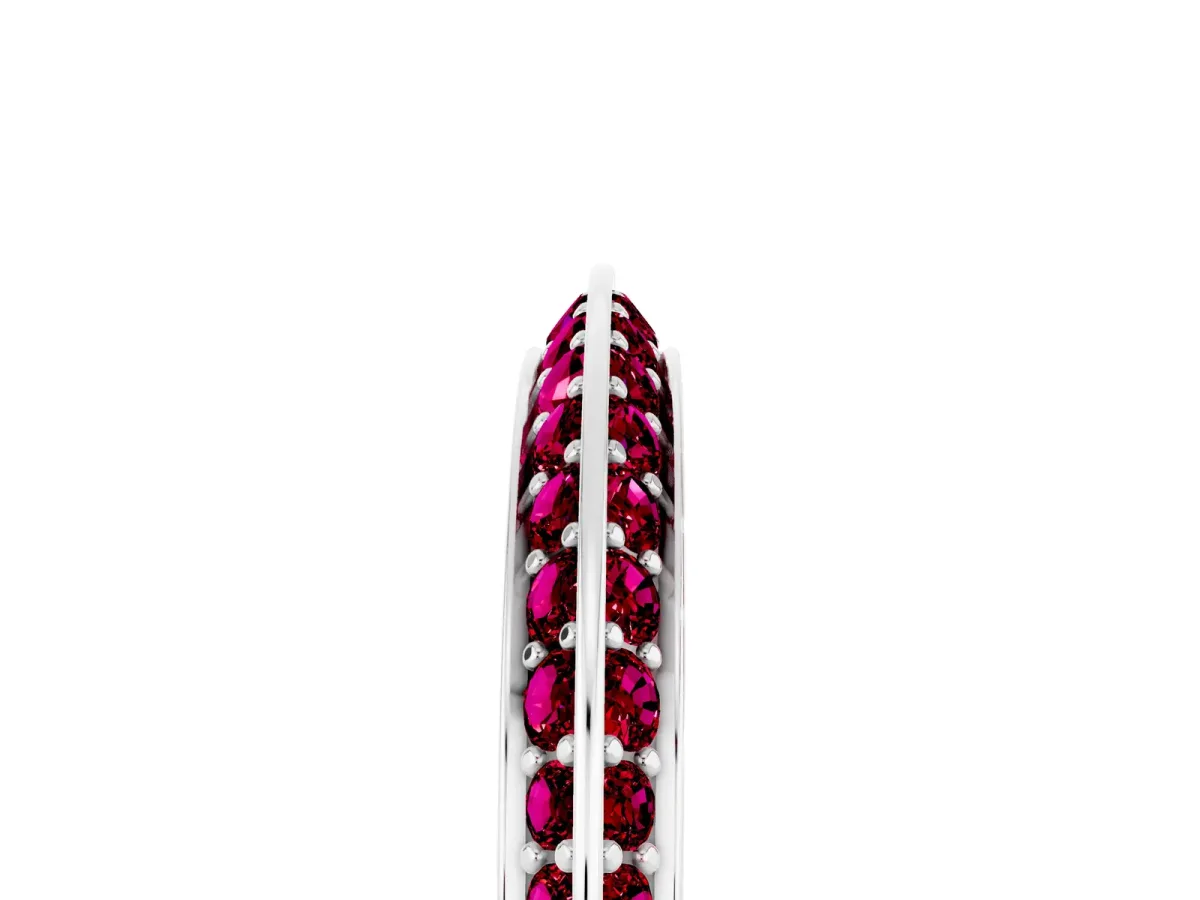 Double Row Pavé Round Garnet Eternity Band with Channel Setting White gold