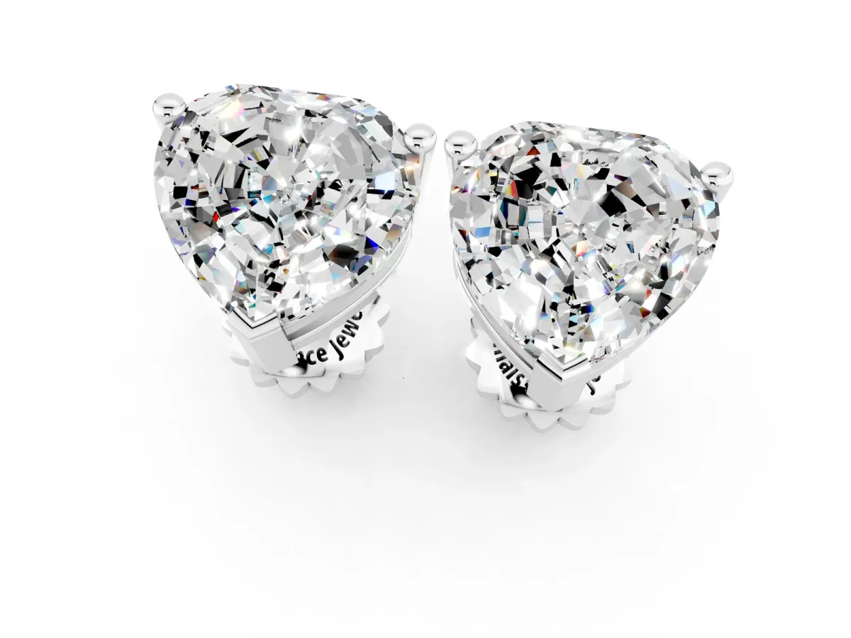 Heart Cut Moissanite Stud Earrings Platinum
