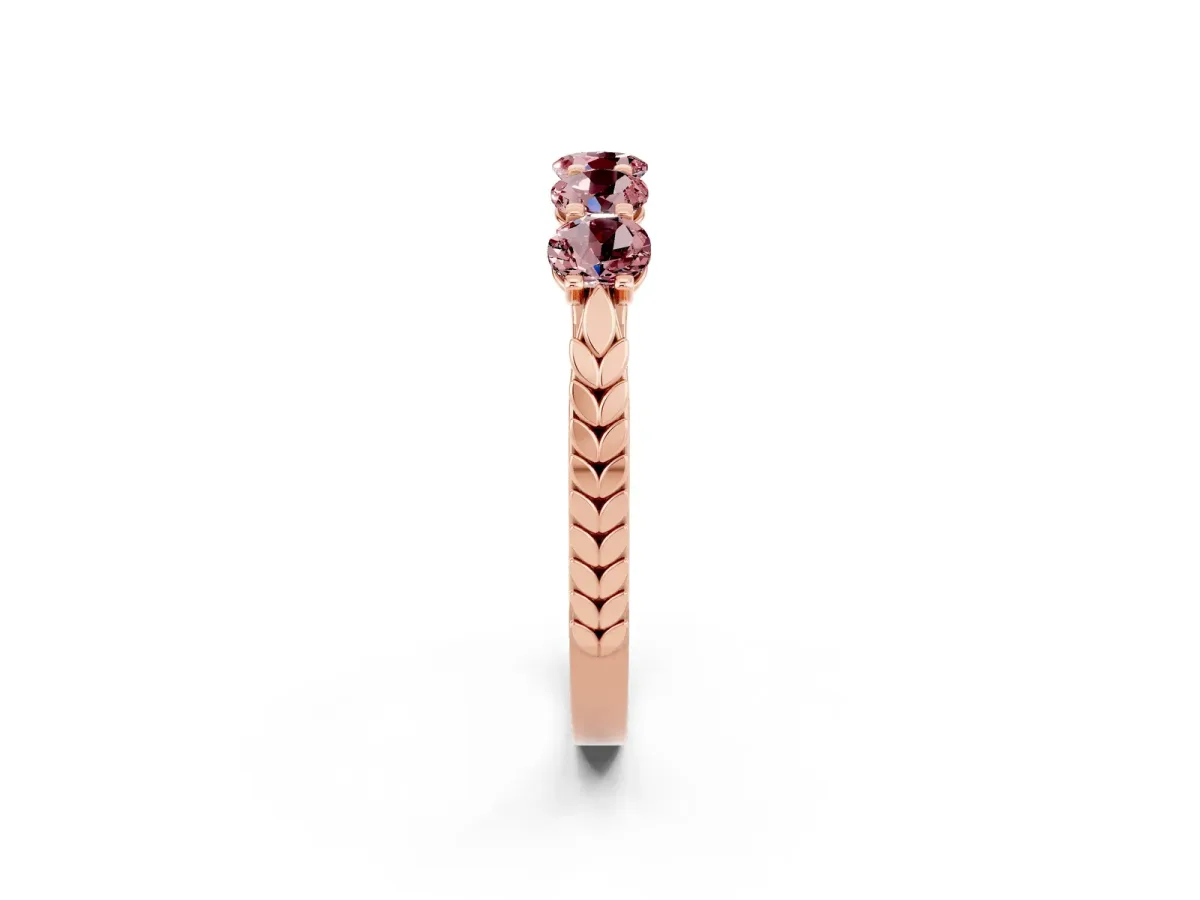 Five-Stone Round Morganite Prong-Set Band Rose gold
