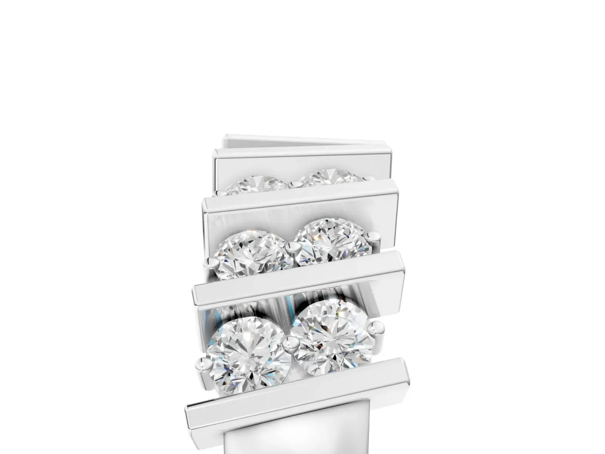 Channel Set Round Diamond Anniversary Band with Vertical Prongs Silver