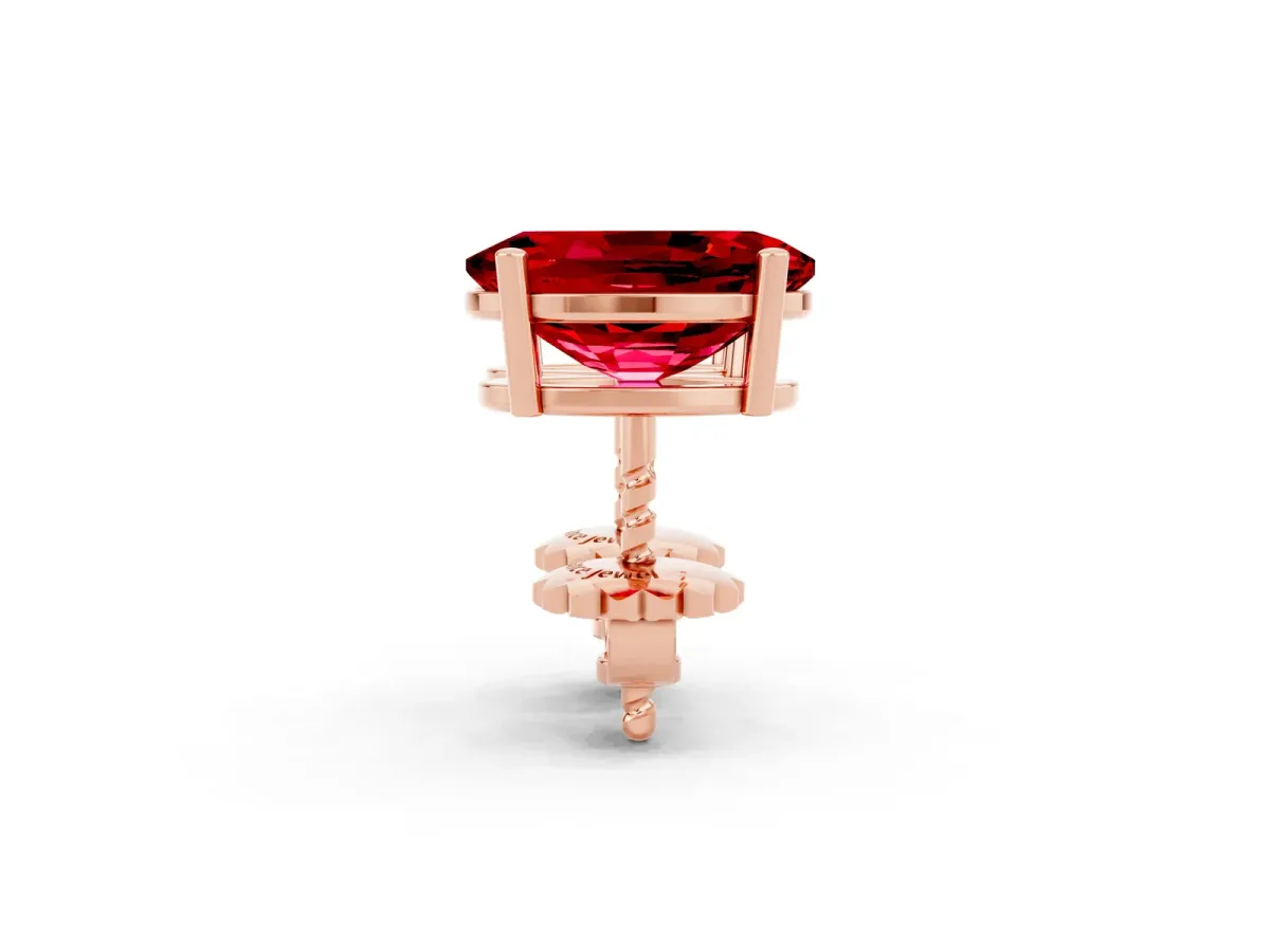 Oval Cut Ruby Stud Earrings Rose gold