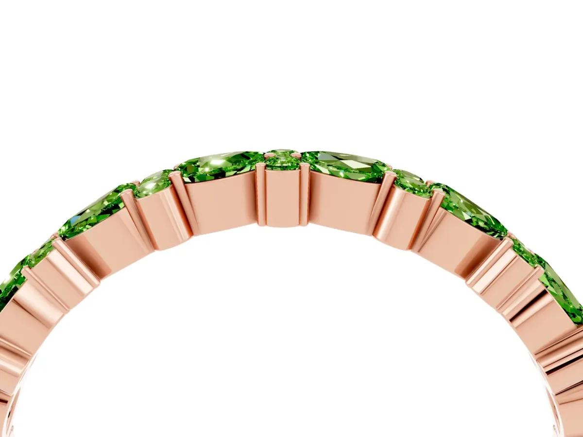 Pear and Round Peridot Wedding Band Rose gold