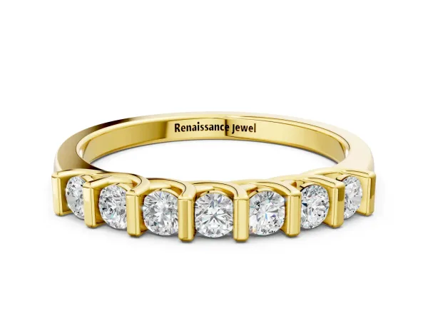 Channel-Set Round Diamond Half-Eternity Band Yellow gold