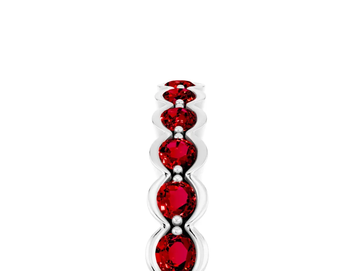 Round Ruby Bezel Set Eternity Band Platinum