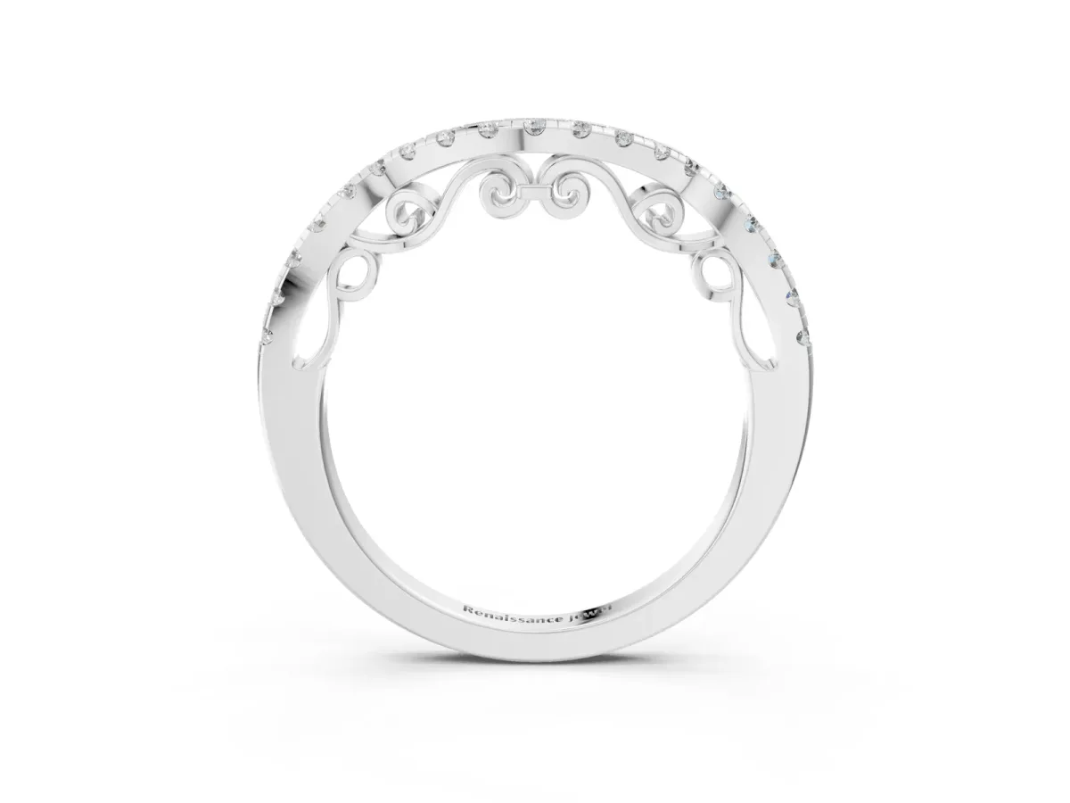 Curved Diamond Pavé Round Eternity Band with Shared Prong Setting White gold