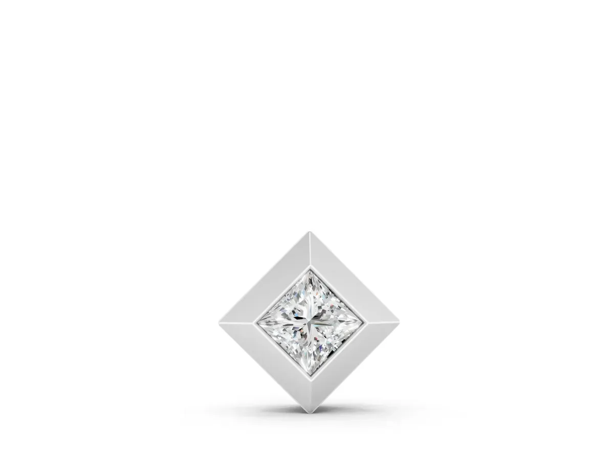 Bezel Princess Cut Diamond Pendant Silver