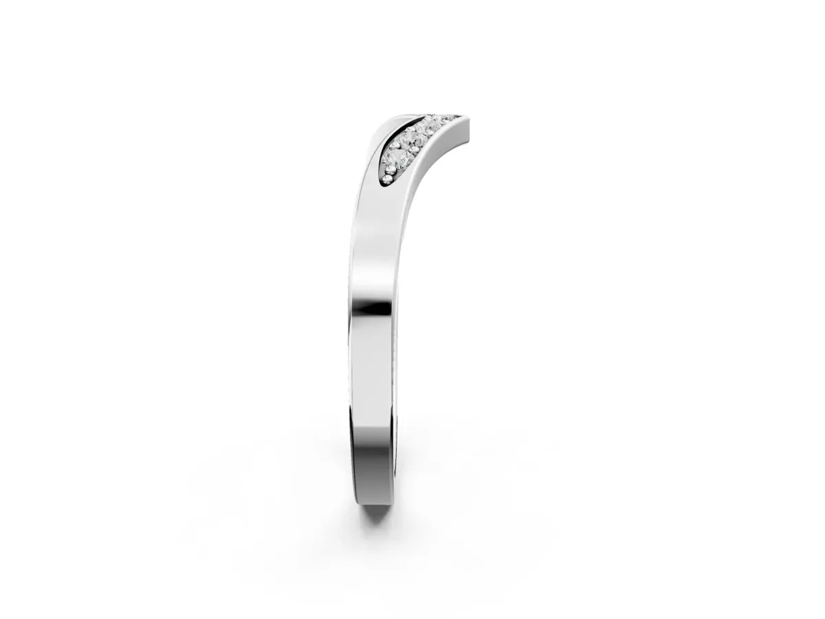 Chevron Pavé Round Diamond Twist Band Platinum