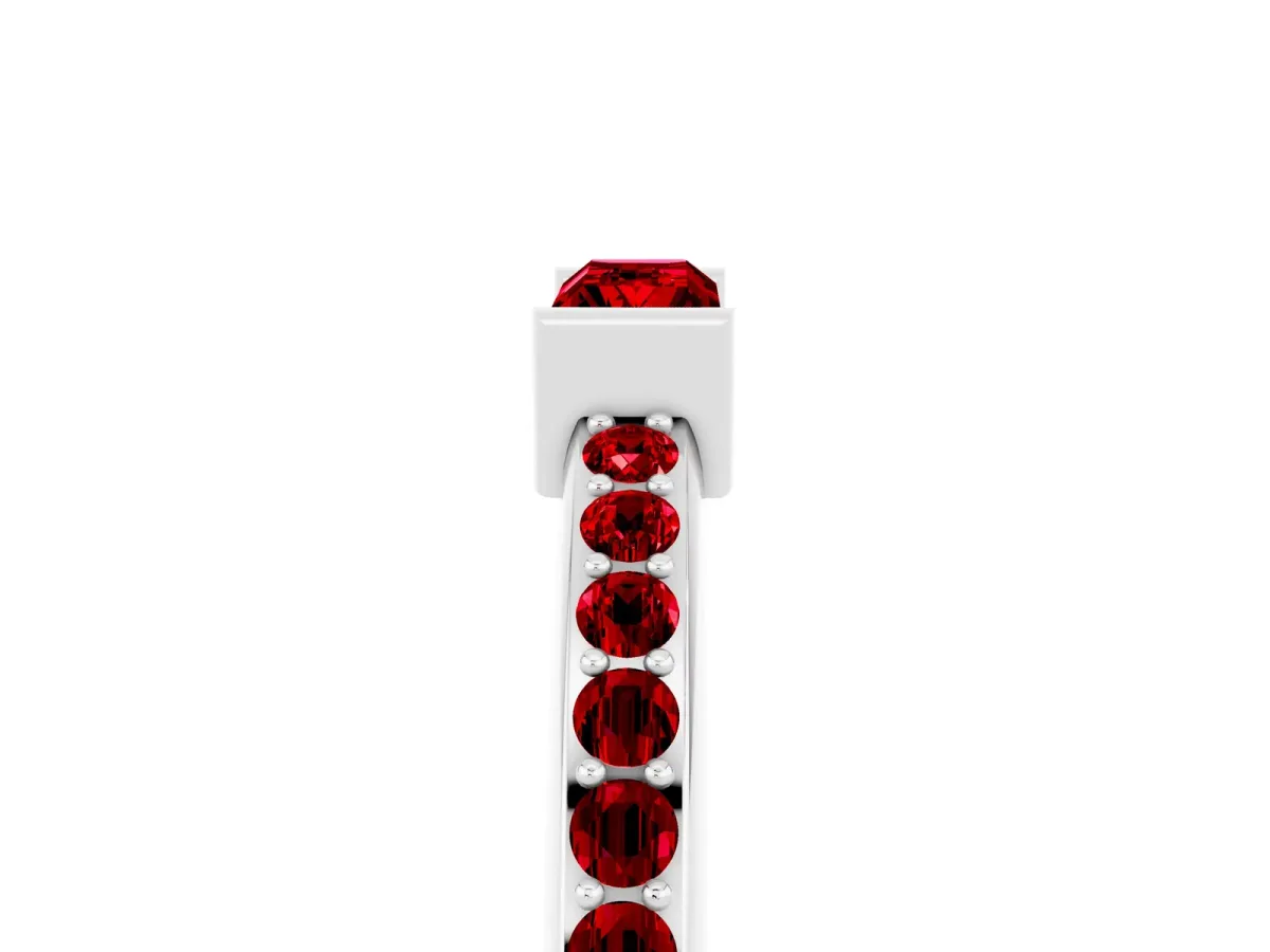 Baguette Ruby Pavé Band with Bar Setting Silver