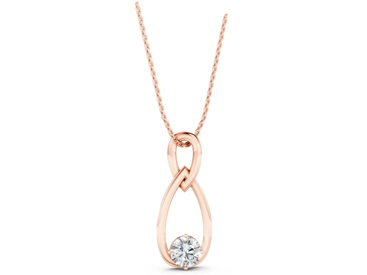 Round Solitaire Bezel Infinity Pendant Rose gold