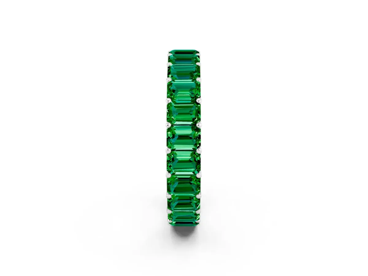 Emerald Cut Emerald Eternity Band with Shared Prong Setting Platinum