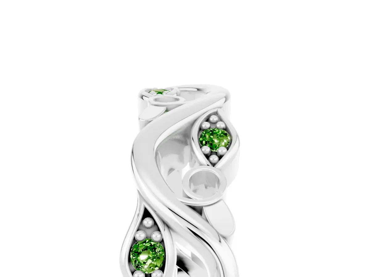 Marquise Peridot Vine Eternity Band with Bezel Setting Silver