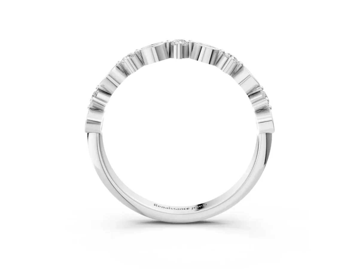 Bezel and Prong Set Round Diamond Half Eternity Band White gold