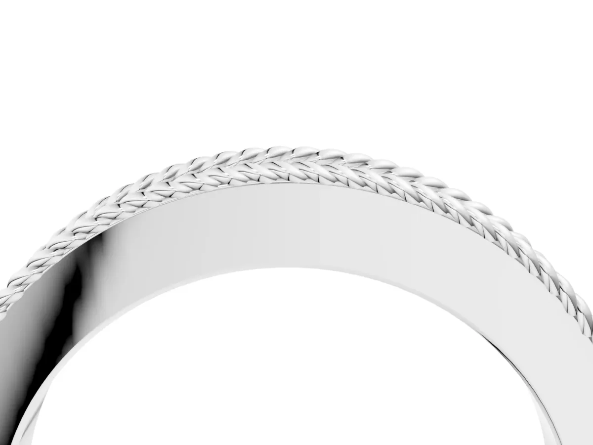 Channel Set Round Diamond Milgrain Edge Band Silver