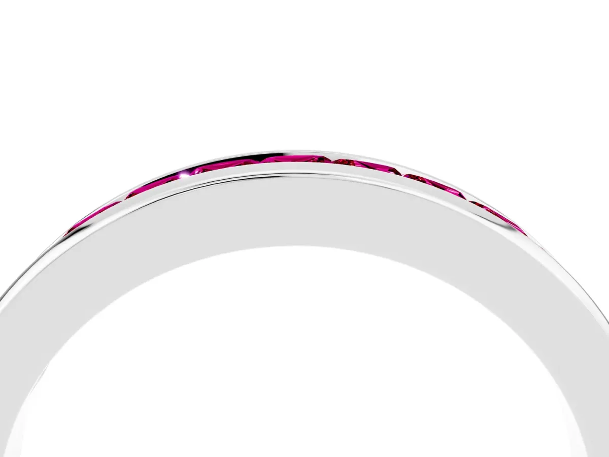 Channel Set Princess Cut Garnet Eternity Band Platinum