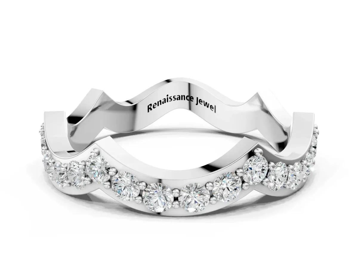 Round Diamond Pavé Zigzag Eternity Band White gold