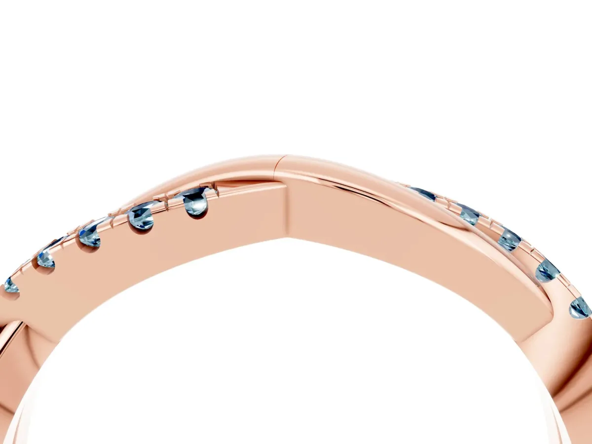 Round Aquamarine Twisted Infinity Band with Prong Setting Rose gold