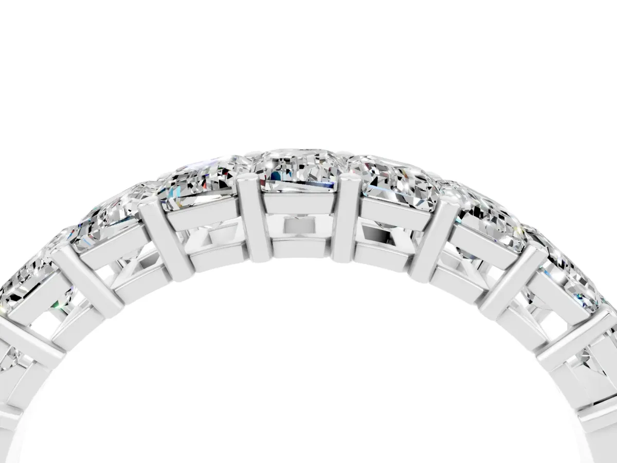 Emerald Cut Moissanite Prong-Set Eternity Band White gold