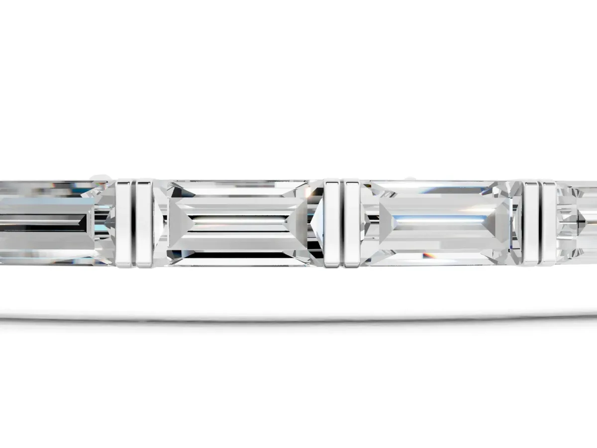 Baguette Cut Diamond Bar Set Tennis Bracelet Silver