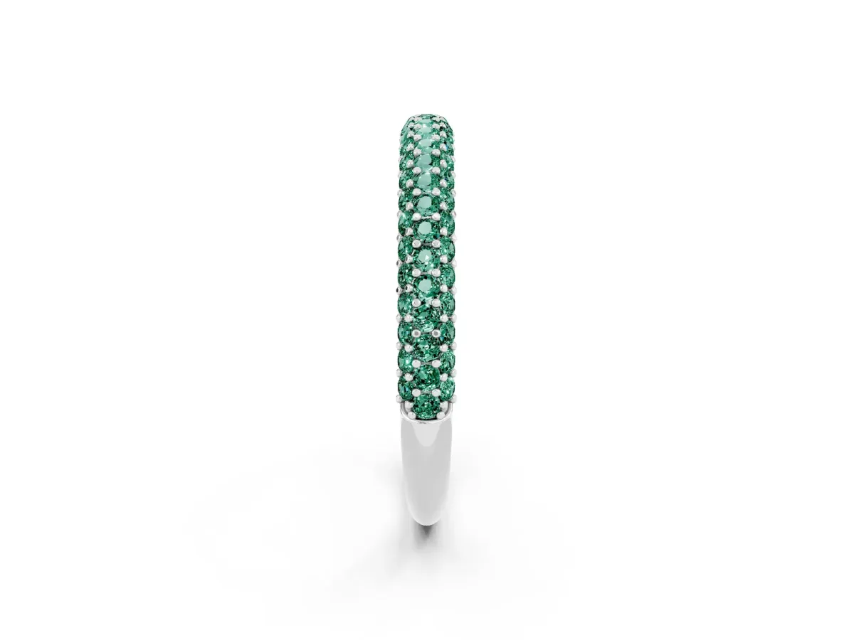 Round Green Sapphire Pavé Eternity Band with Shared Prong Setting Silver