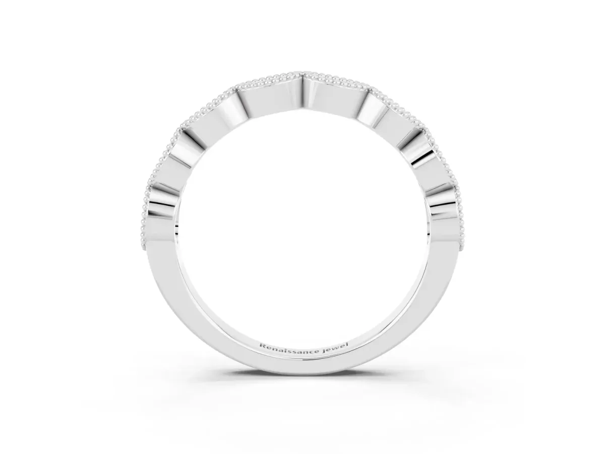 Milgrain Marquise Pink Sapphire Half Eternity Band with Bezel Setting Platinum