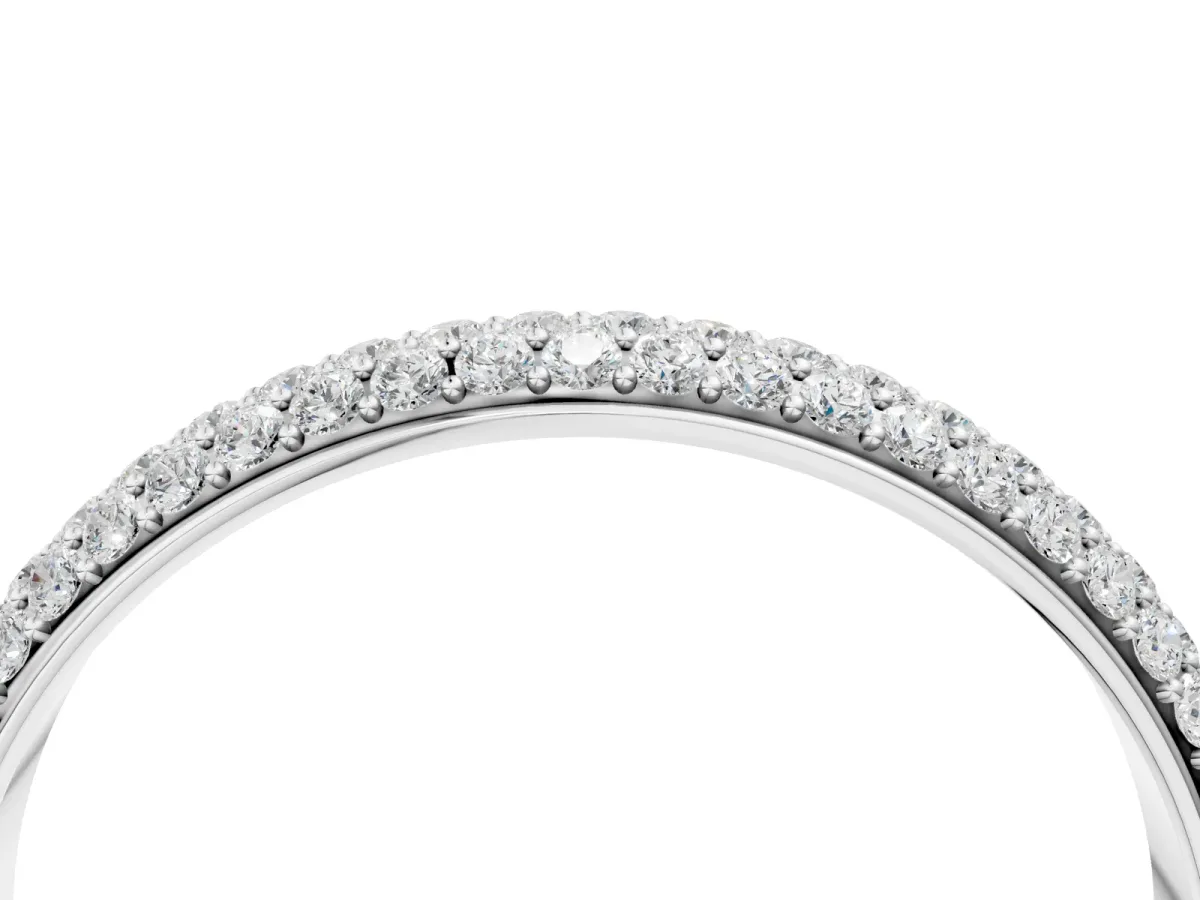 Pavé Round Diamond White Gold Eternity Band Silver