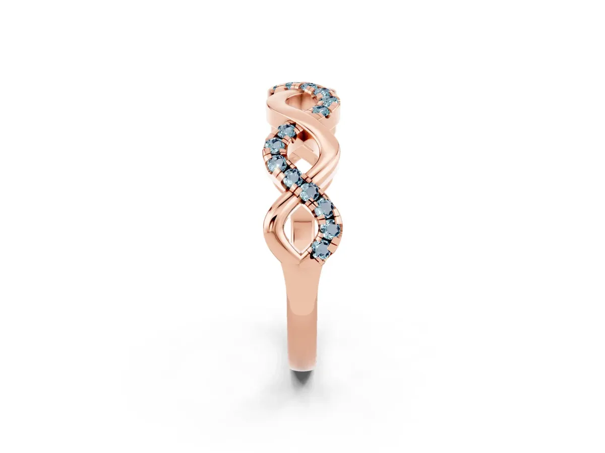 Twist Infinity Round Aquamarine Band with Pavé Setting Rose gold