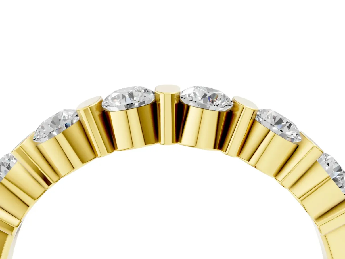Channel Set Round Diamond Half Eternity Band Yellow gold