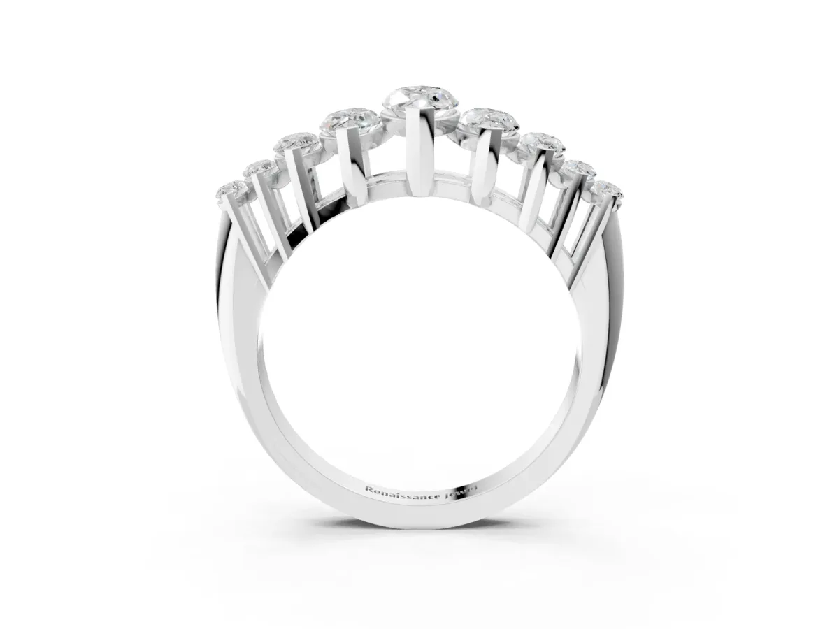 Marquise Diamond Prong Set Curved Band Platinum