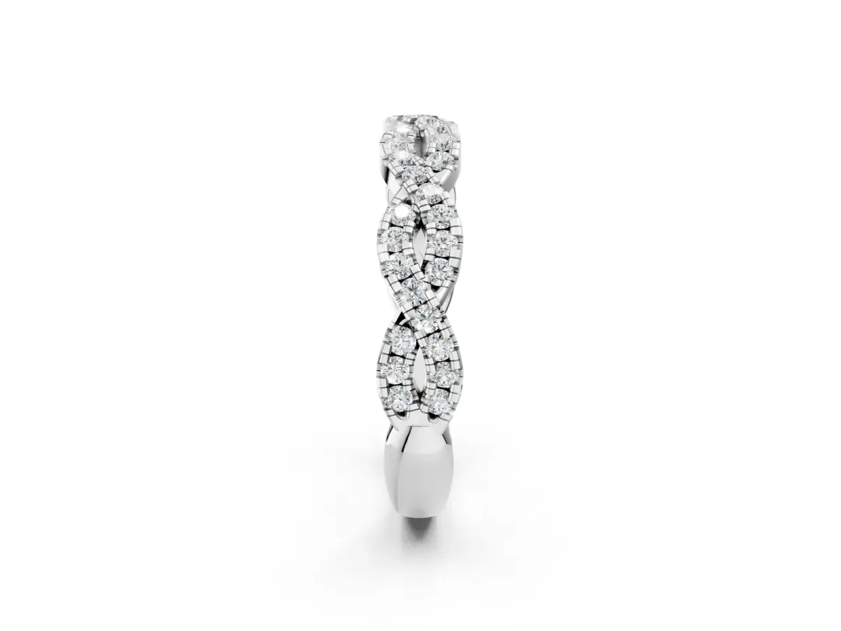 Round Diamond Twisted Eternity Band with Pavé and Shared Prong Setting Silver
