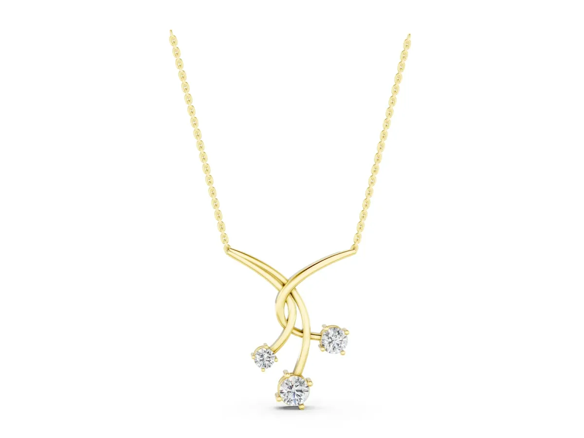 Round Diamond Prong Set Pendant Yellow gold