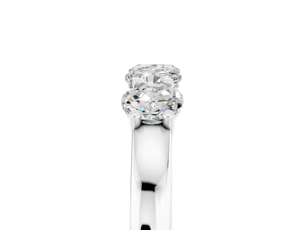 Four-Stone Round Moissanite Prong-Set Band White gold
