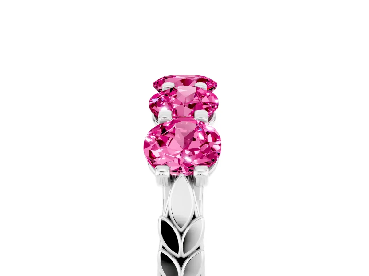 Five-Stone Round Pink Sapphire Prong-Set Band Silver