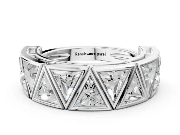 Triangle Diamond Geometric Mens Band Platinum