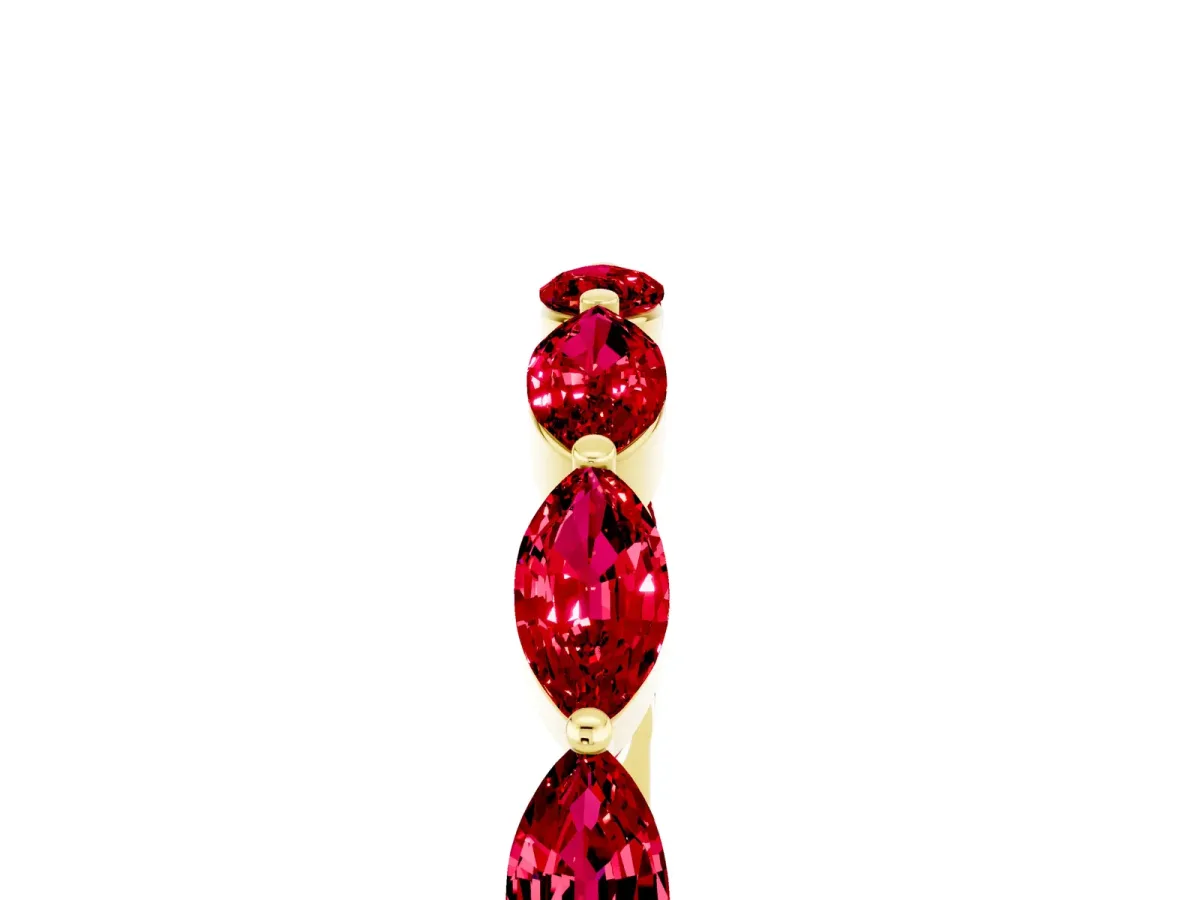 Marquise Ruby Half Eternity Band with Prong Setting Yellow gold