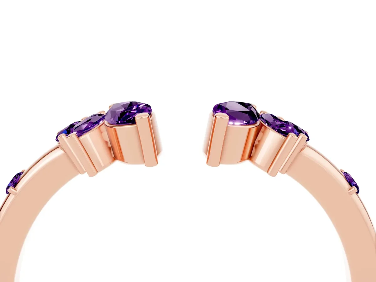 Open Marquise Cluster Amethyst Band with Prong Setting Rose gold
