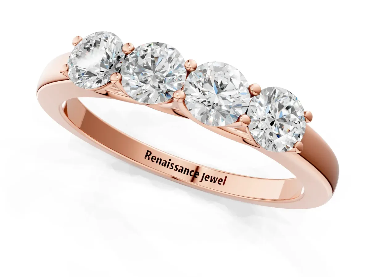 Four-Stone Round Diamond Prong-Set Band Rose gold
