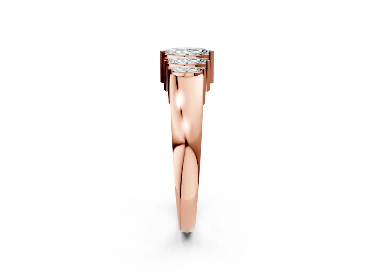 Five-Stone Marquise Diamond Bar Set White Gold Band Rose gold