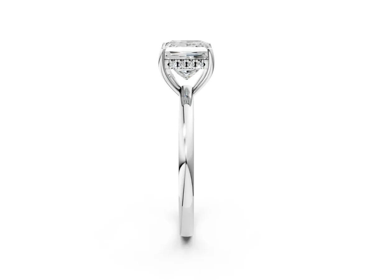 Round Cut Solitaire Diamond Ring with Prong Setting and Plain Band Platinum