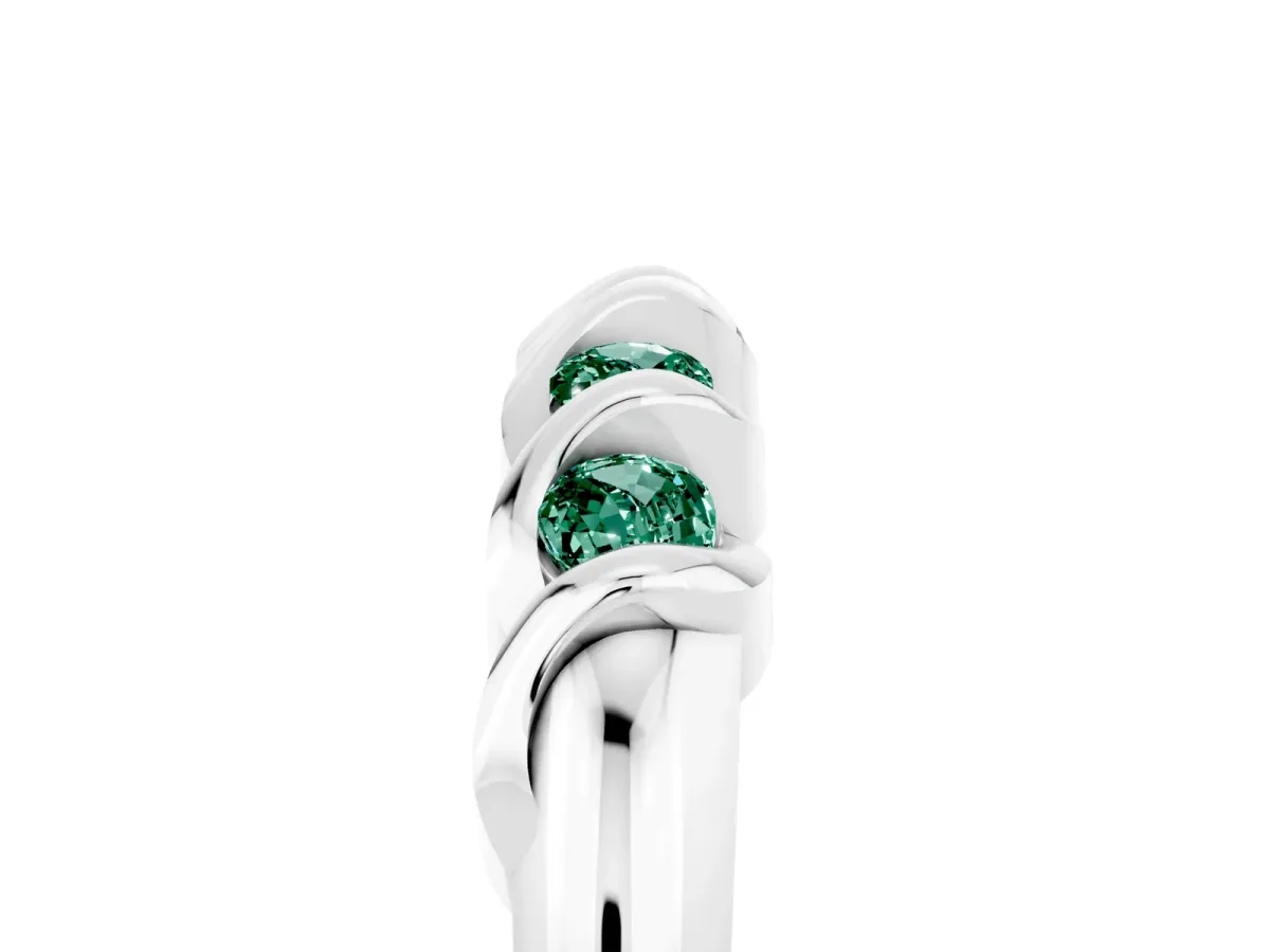 Round Green Sapphire Eternity Band with Twist Prong Setting Silver