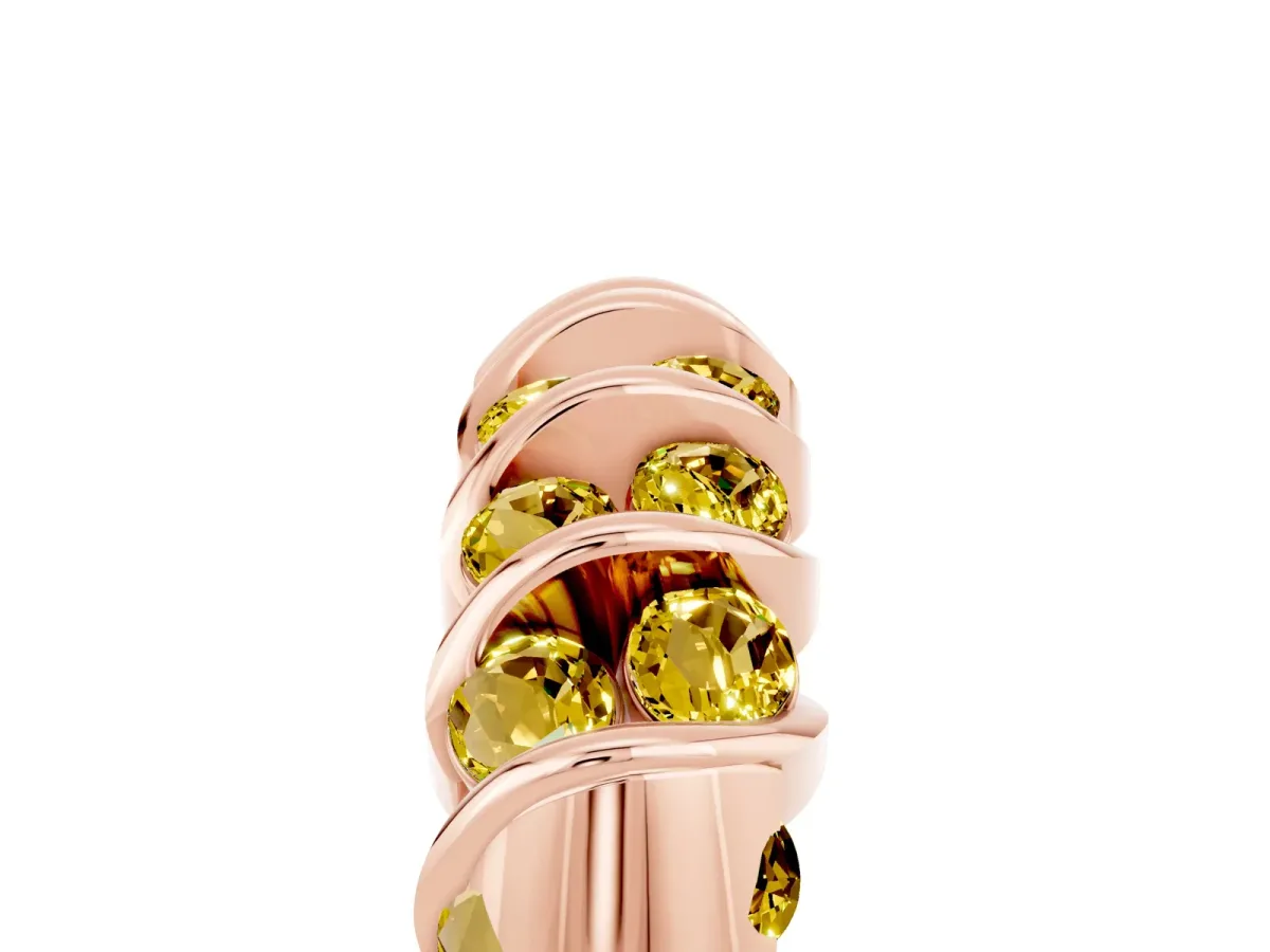 Channel Set Round Yellow Sapphire Multi-Row Band Rose gold