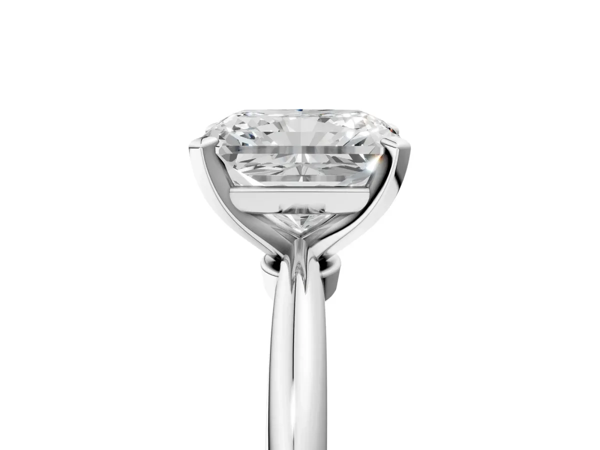 Radiant Cut Diamond Solitaire Ring with Six-Prong Setting and Classic Band Platinum