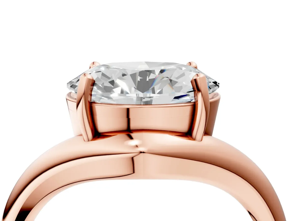 Oval Diamond Twisted Solitaire Ring Rose gold