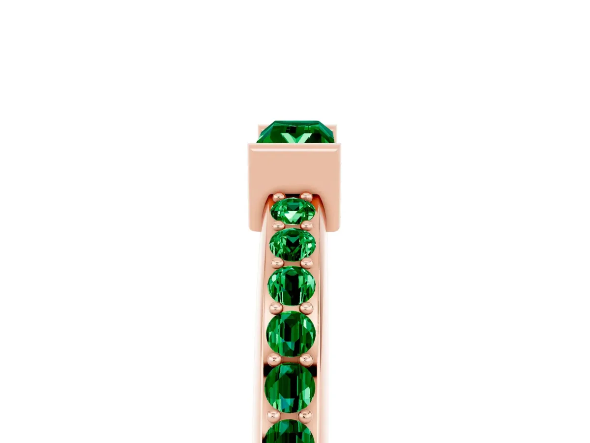 Baguette Emerald Pavé Band with Bar Setting Rose gold