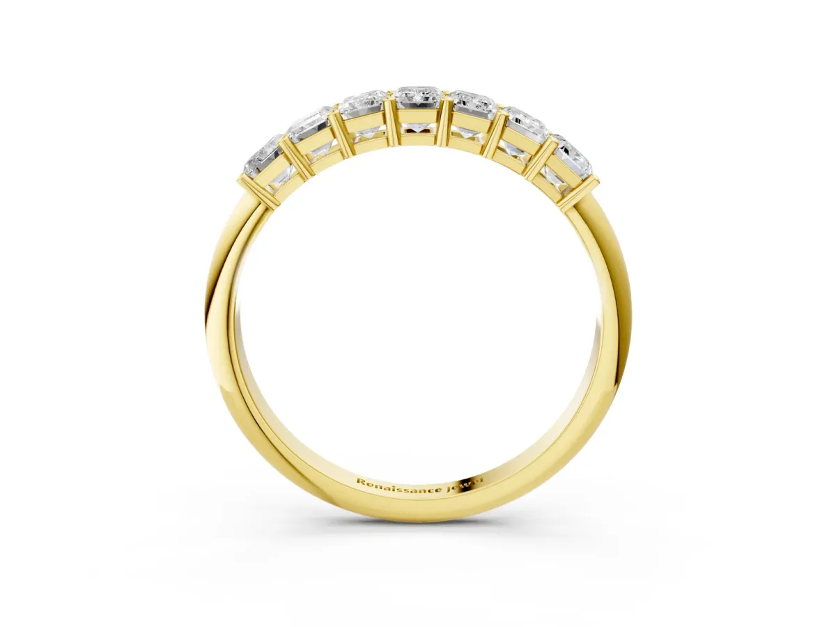 Emerald Cut Diamond Prong-Set Half Eternity Band Yellow gold