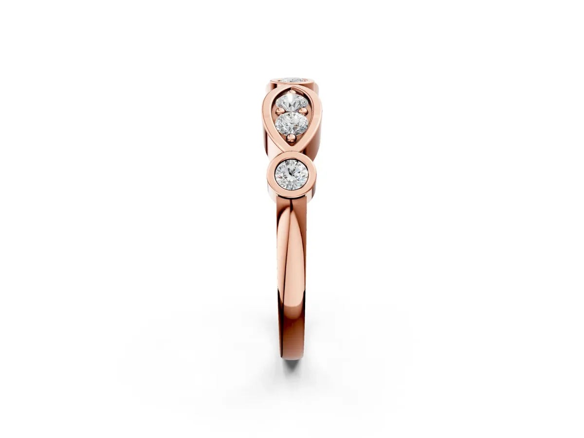 Bezel Set Round Diamond Marquise Band Rose gold