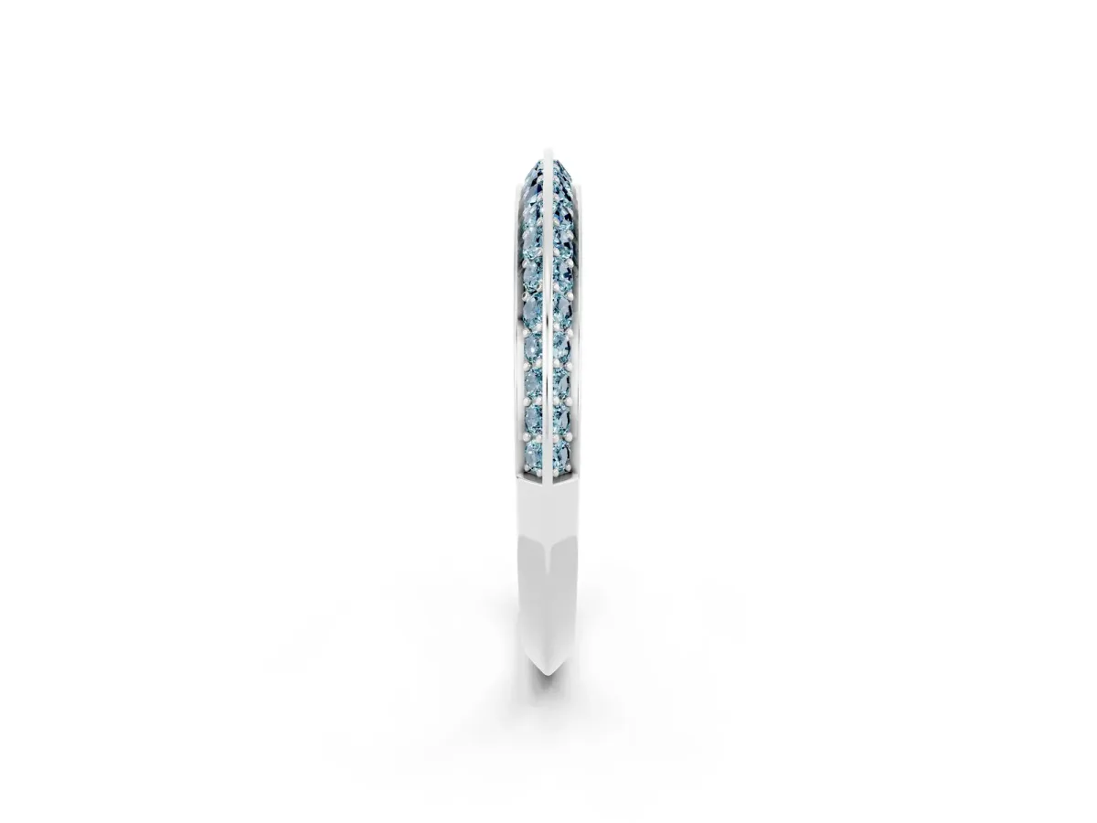 Double Row Pavé Round Aquamarine Eternity Band with Channel Setting Silver