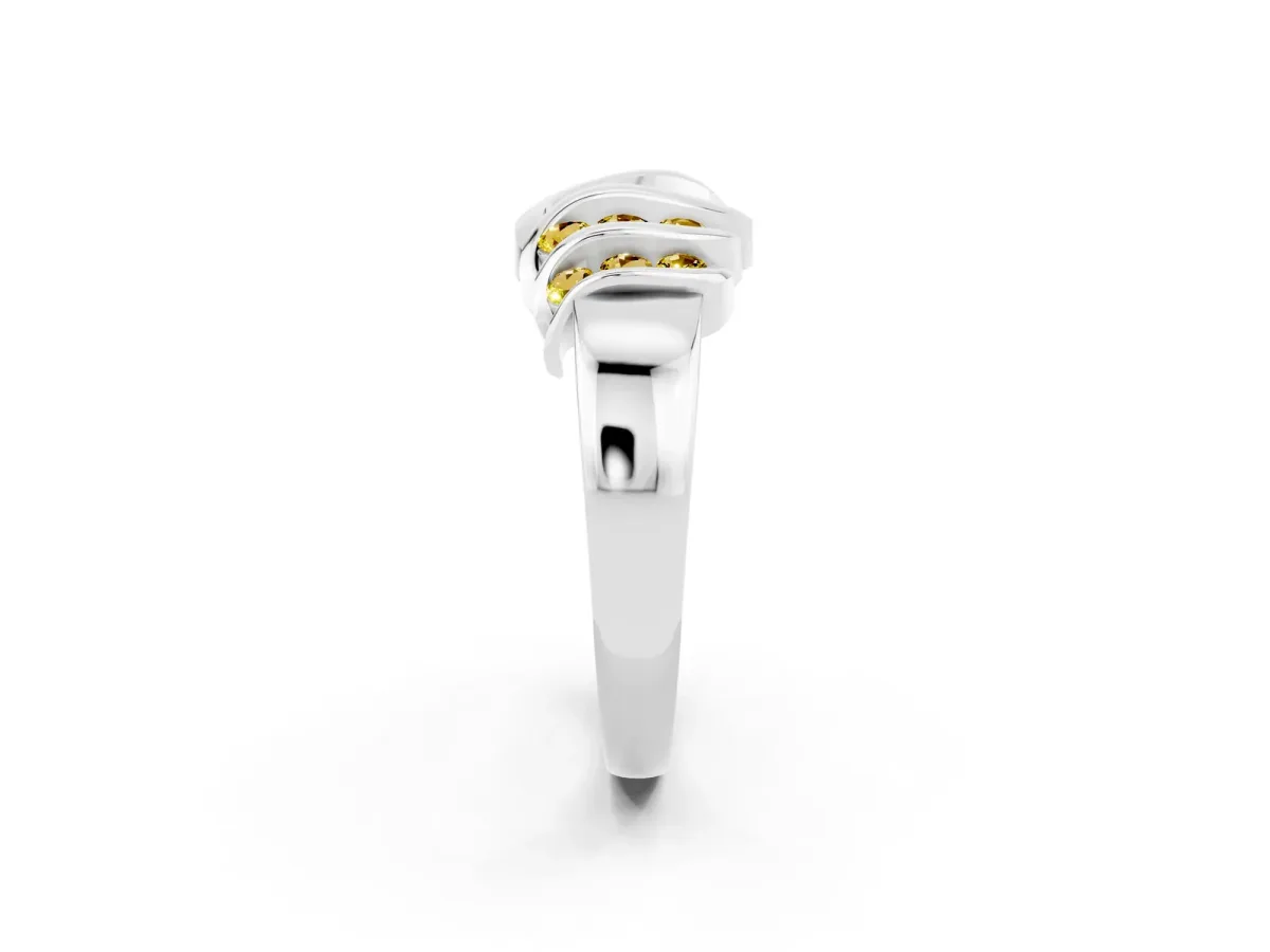 Round Yellow Sapphire Multi-Row Crossover Band Platinum