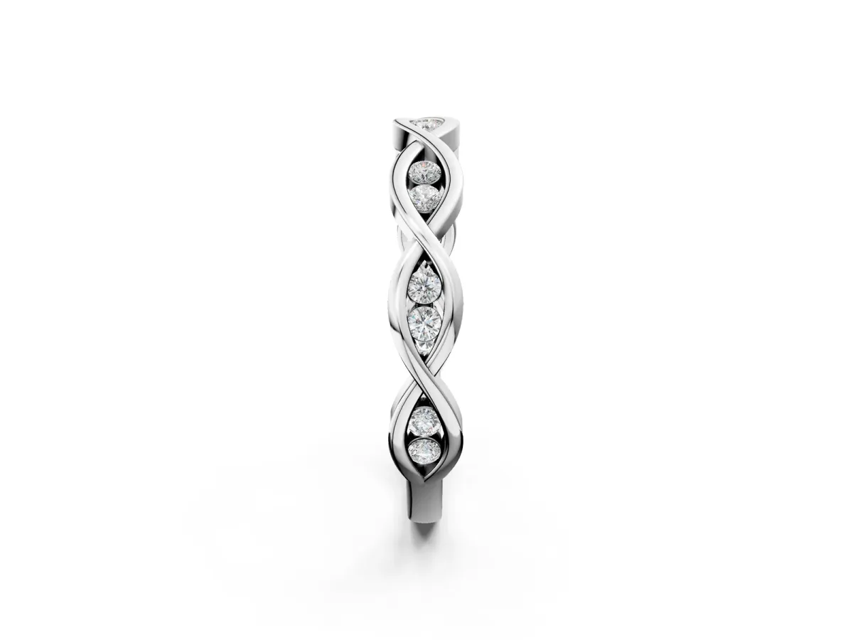 Round Diamond Twist Eternity Band with Bezel Setting Platinum