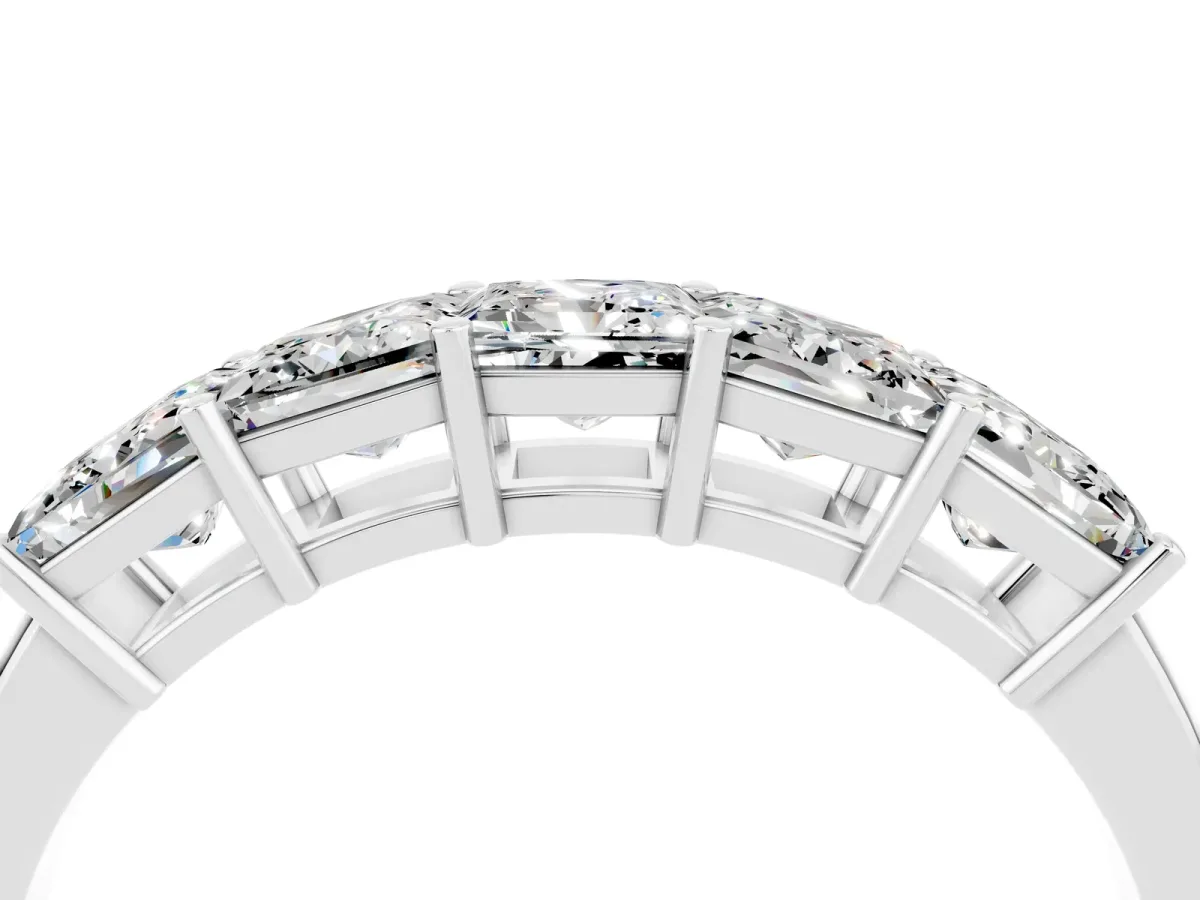 Princess Cut Five-Stone Moissanite Band with Prong Setting Platinum